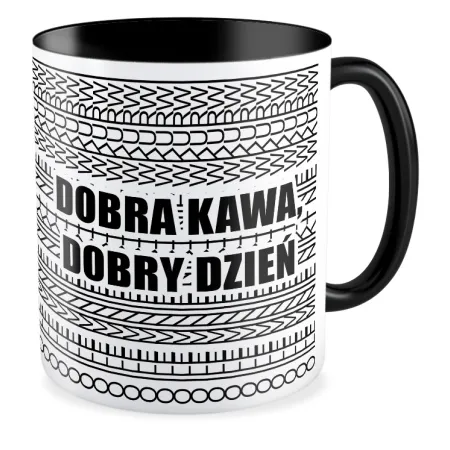 Kubek czarny UKRYTY PRZEKAZ Dobra kawa dobry dzień